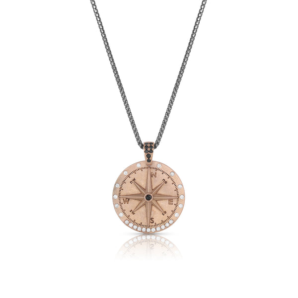 in rose gold with white and black diamonds<br>with black gold chain <span class='visuallyhidden'>Call, text 323-404-2959 for shopping help.</span>